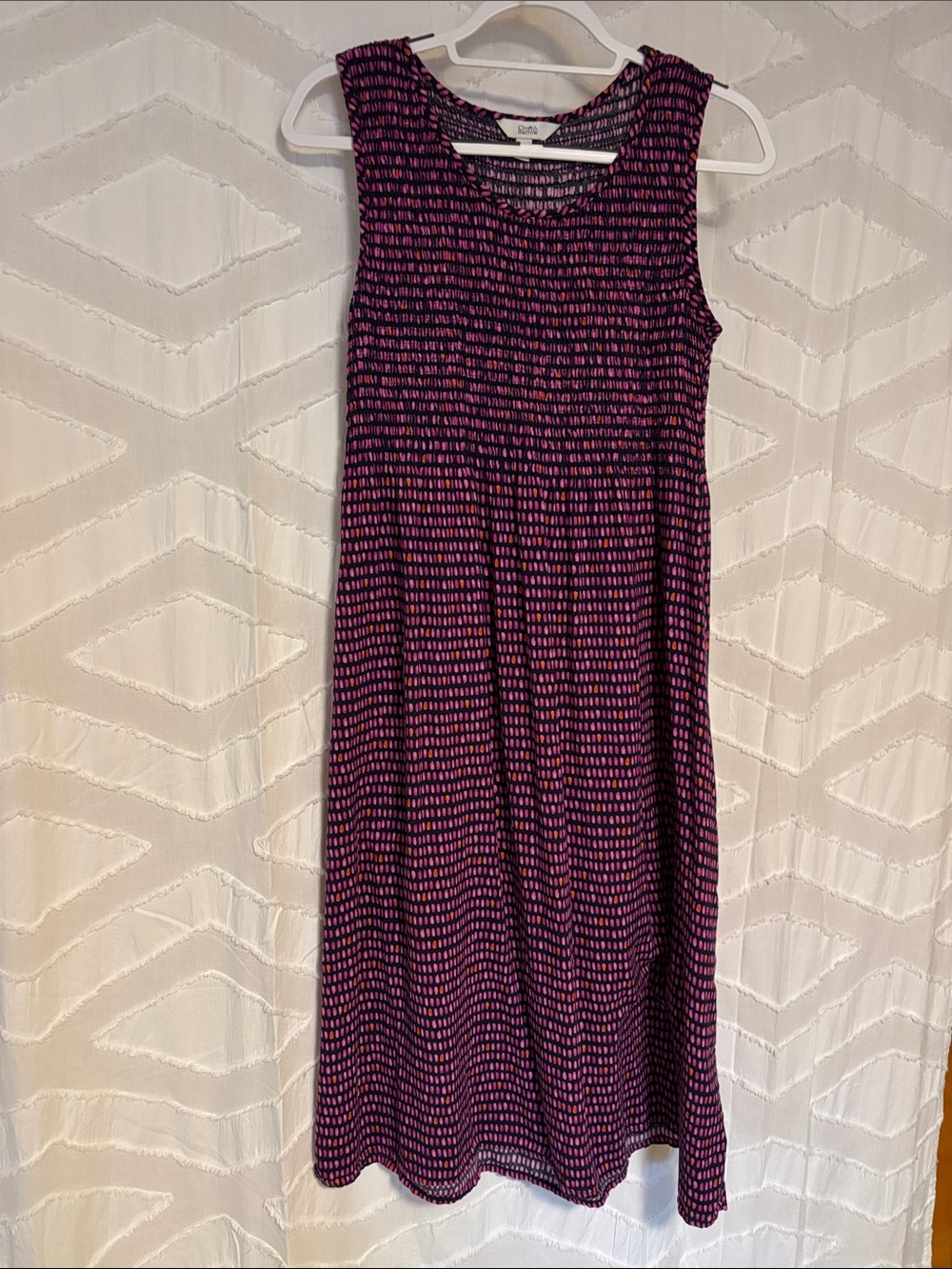 Sleeveless Pink & Blue smocked A-Line Dress